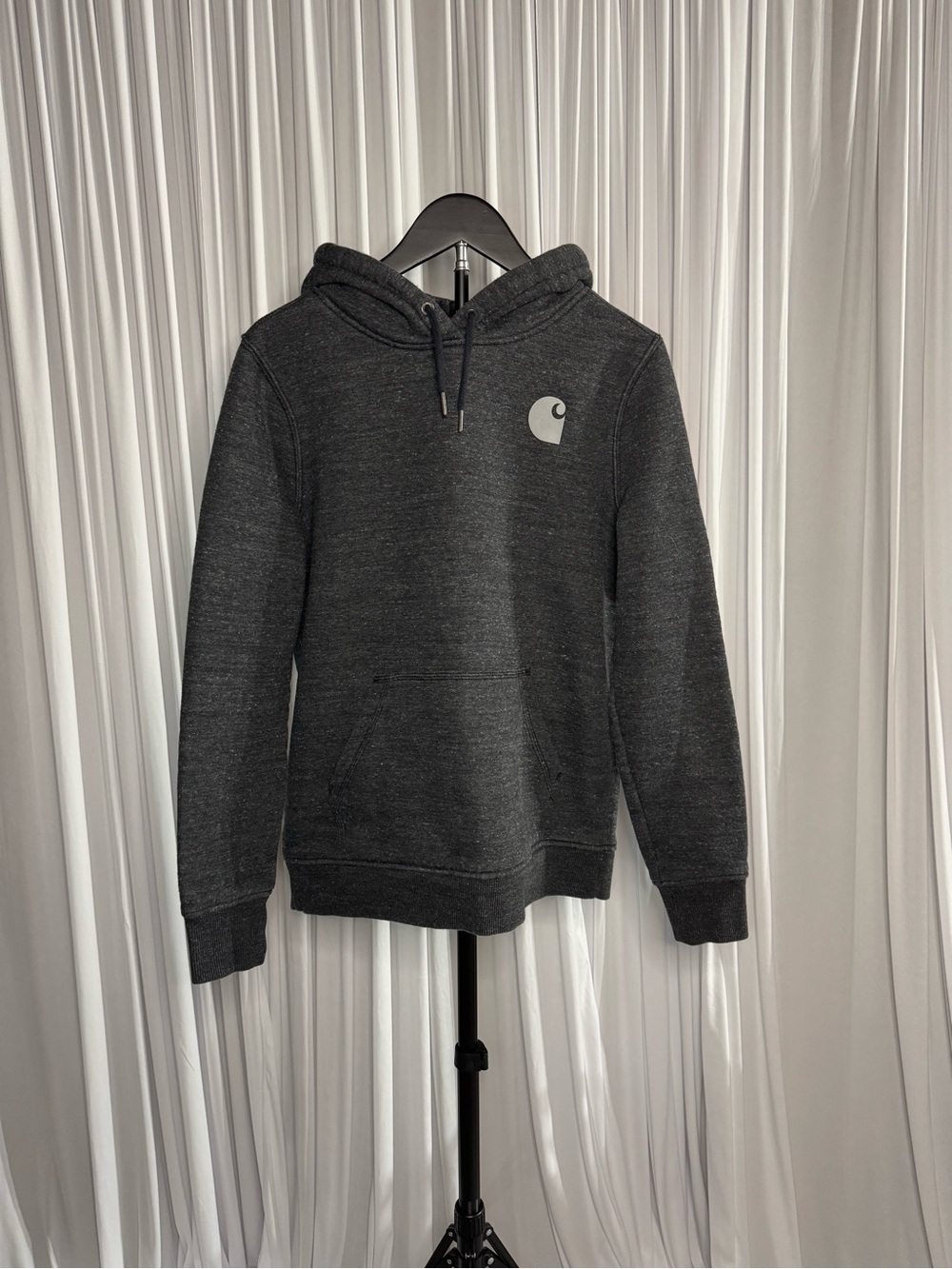 Carhartt Dark Charcoal Heather Pullover Hoodie with Chest Logo